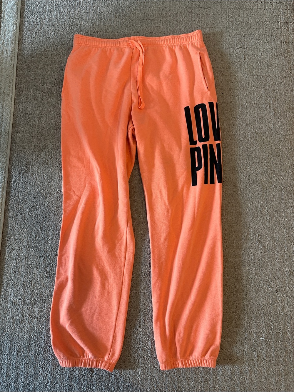 PINK Victoria's Secret Coral-Orange Logo Joggers
